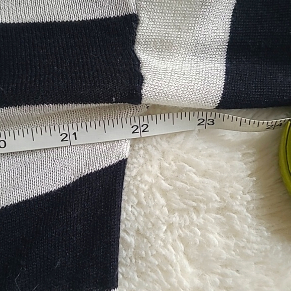 ZARA Striped Navy and White Knit Sweater with Red Accents - Picture 7 of 9